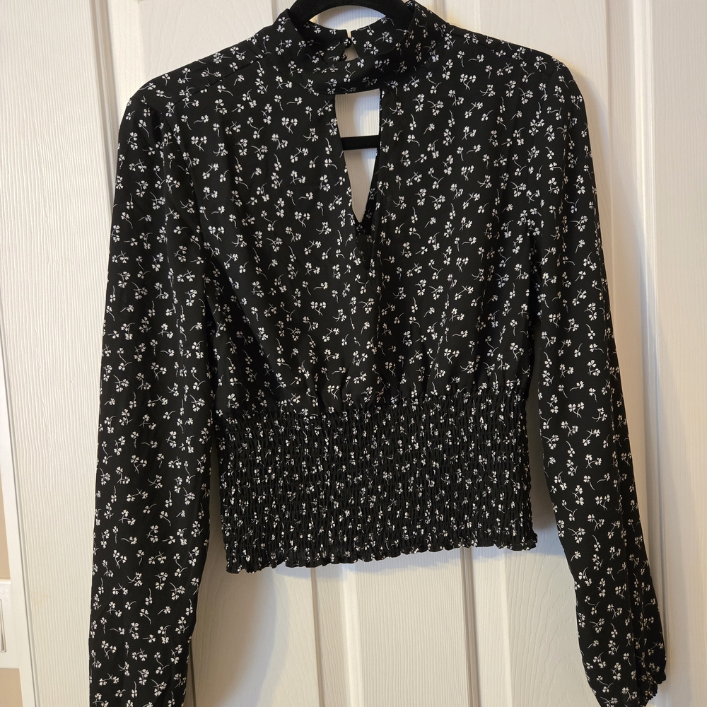 Steve Madden Smocked Long Sleeve Blouse.